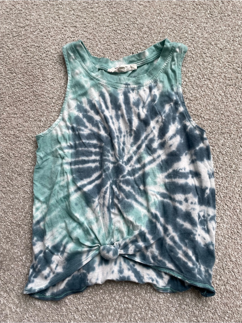 Hippie Rose Teal & Navy Tie-Dye Front Knot Tank